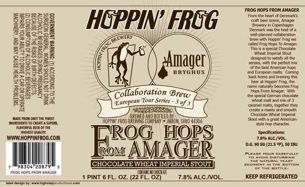 Hoppin’ Frog Frog Hops From Amager beer Label Full Size