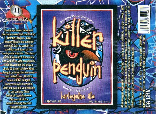 Boulder Killer Penguin Barleywine Ale beer Label Full Size