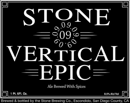 Stone Vertical Epic 09.09.09 Red Wine Barrel beer Label Full Size