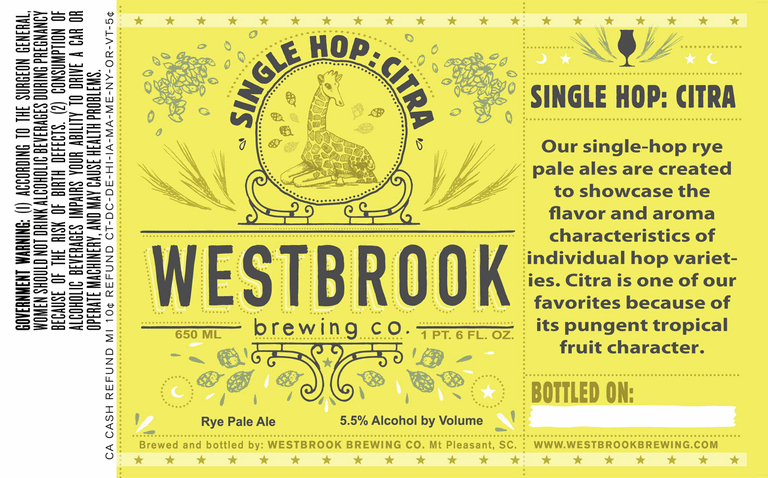 Westbrook Citra Rye Pale Ale beer Label Full Size