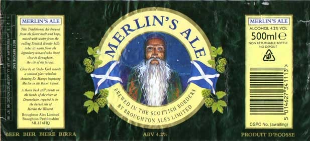 Broughton Merlin's Ale beer Label Full Size