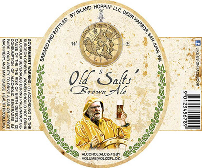 Island Hoppin' Old Salts' Brown beer Label Full Size