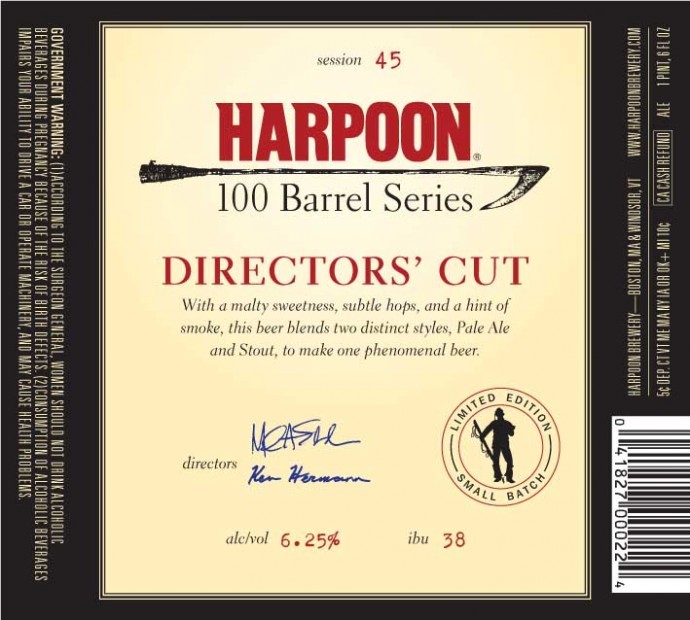 Harpoon 100 Barrel Series Directors Cut beer Label Full Size