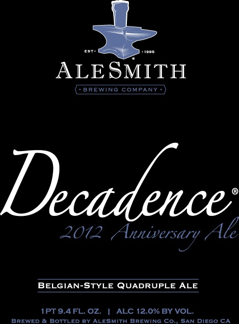 AleSmith Decadence 2012 beer Label Full Size