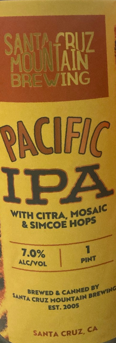 Santa Cruz Mountain Pacific IPA beer Label Full Size