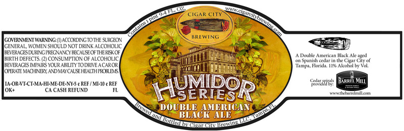 Cigar City Humidor Series Double American Black Ale beer Label Full Size