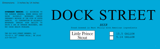 Dock Street Little Prince Stout beer Label Full Size