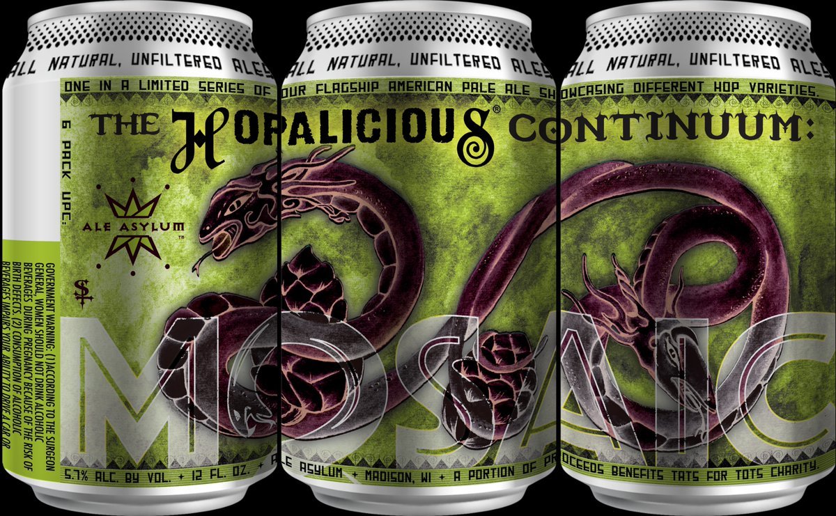Ale Asylum Hopalicious Continuum: Mosaic beer Label Full Size
