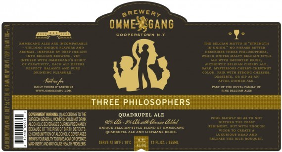 Ommegang Three Philosophers 2012 beer Label Full Size