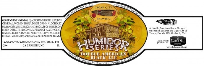 Cigar City Humidor Series Double Black IPA beer Label Full Size