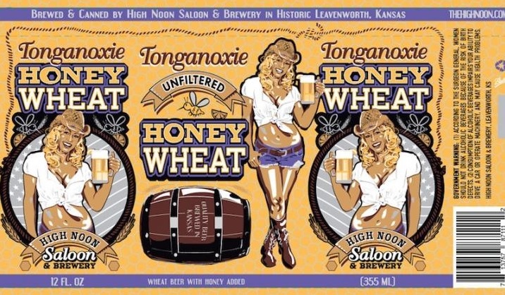 High Noon Tonganoxie Honey Wheat beer Label Full Size