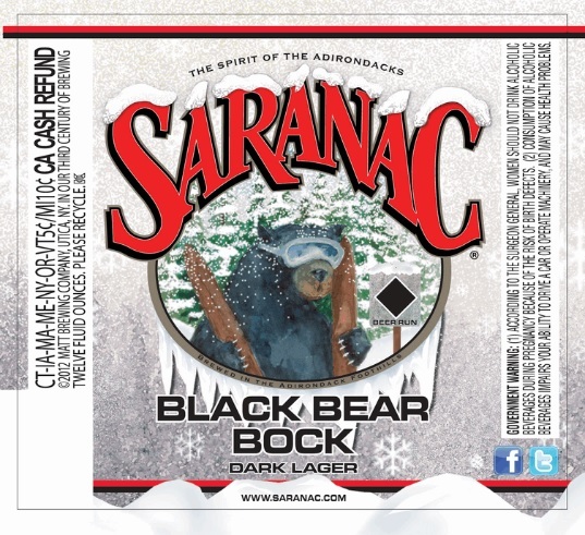 F.X. Matt Saranac Black Bear beer Label Full Size