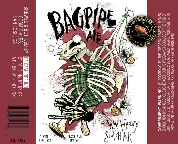 Cosmic Ales Bagpipe Ale beer Label Full Size