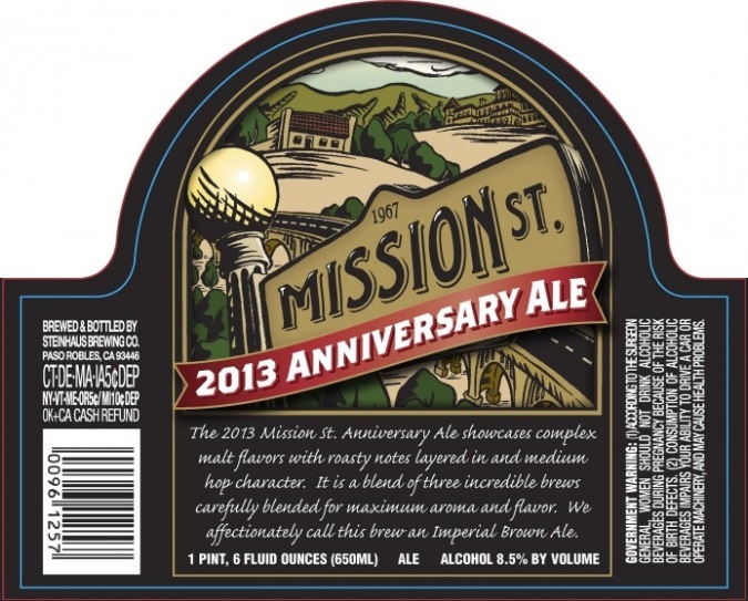 Mission Street 2013 Anniversary Ale beer Label Full Size