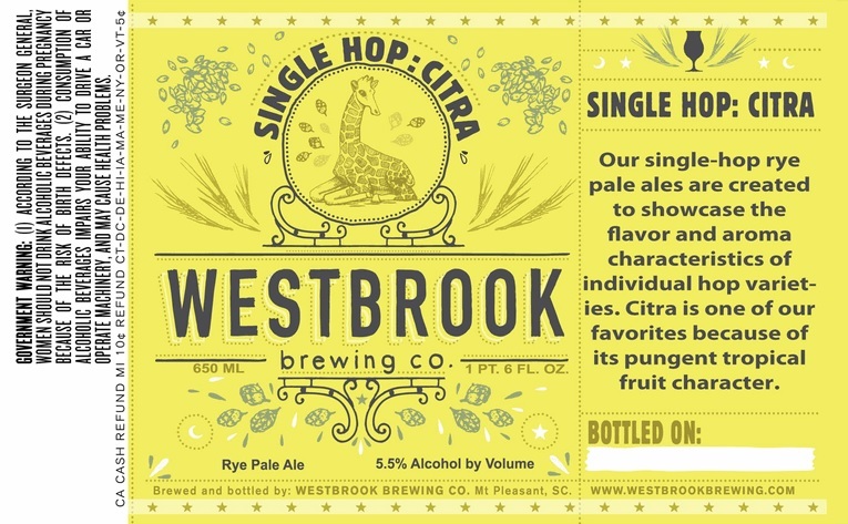 Westbrook Single Hop Citra beer Label Full Size
