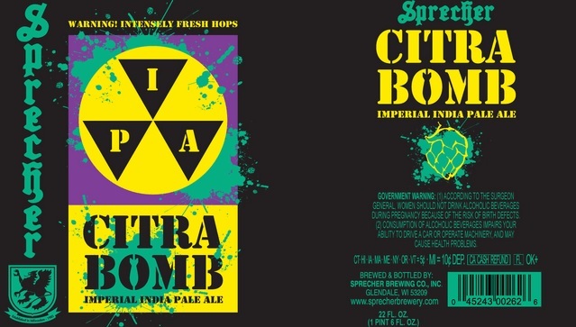Sprecher Citra Bomb beer Label Full Size