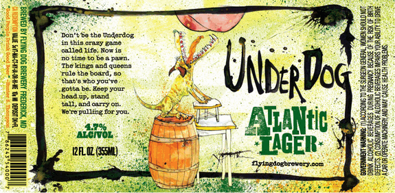 Flying Dog Underdog Atlantic Lager Oak-Aged & Dry Hopped beer Label Full Size