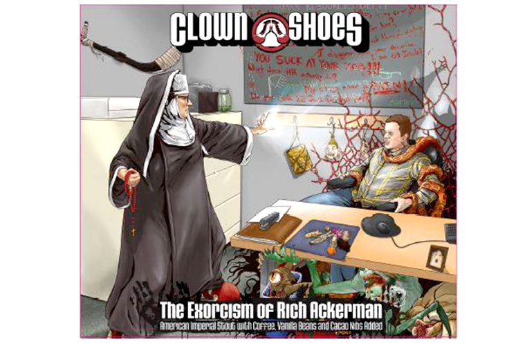 Clown Shoes Exorcism of Rich Ackerman beer Label Full Size