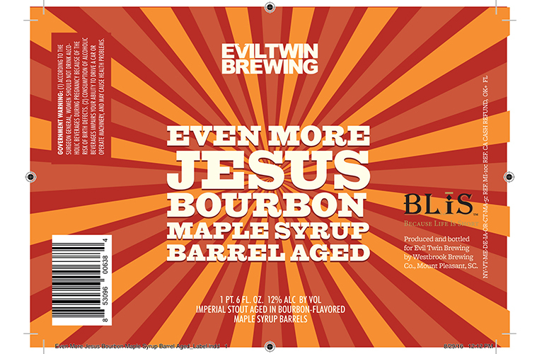 Evil Twin Even More Jesus Bourbon Maple Syrup Barrel Aged Reserve beer Label Full Size