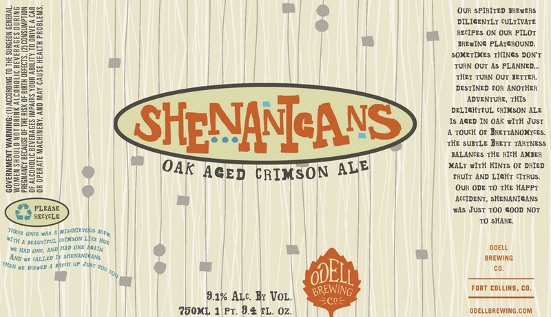 Odell Shenanigans beer Label Full Size