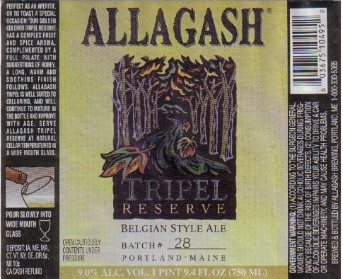 Allagash Tripel Reserve 2006 beer Label Full Size