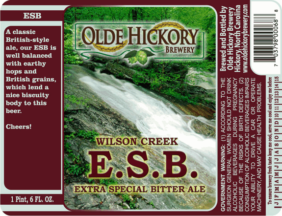 Olde Hickory Wilson Creek beer Label Full Size