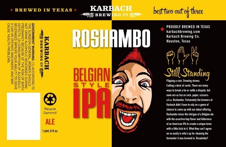 Karbach Roshambo Belgian IPA beer Label Full Size