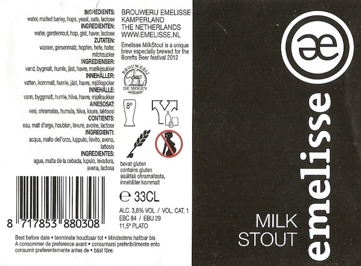 Emelisse Milk Stout beer Label Full Size