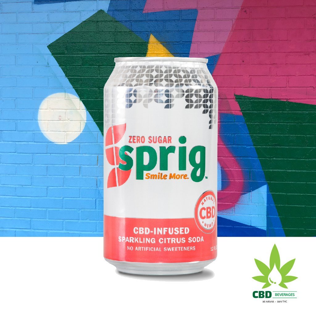 Sprig CBD-Infused Sparkling Citus Soda Zero Sugar beer Label Full Size