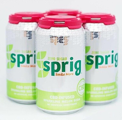 Sprig CBD-Infused Sparkling Melon Soda Zero Sugar beer Label Full Size