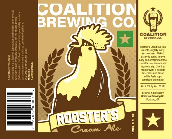 Coalition Rooster's beer Label Full Size
