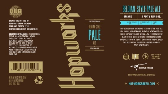 Hopworks Belgian Style Pale Ale beer Label Full Size