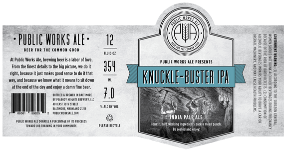 Public Works Ale Knuckle-Buster IPA beer Label Full Size