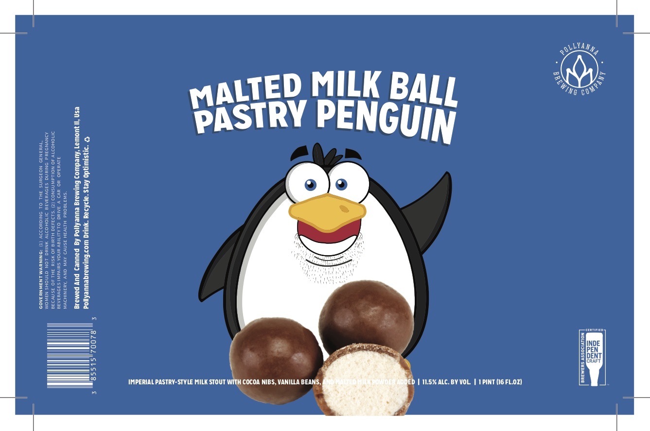 Pollyanna Malted Milk Ball Pastry Penguin beer Label Full Size