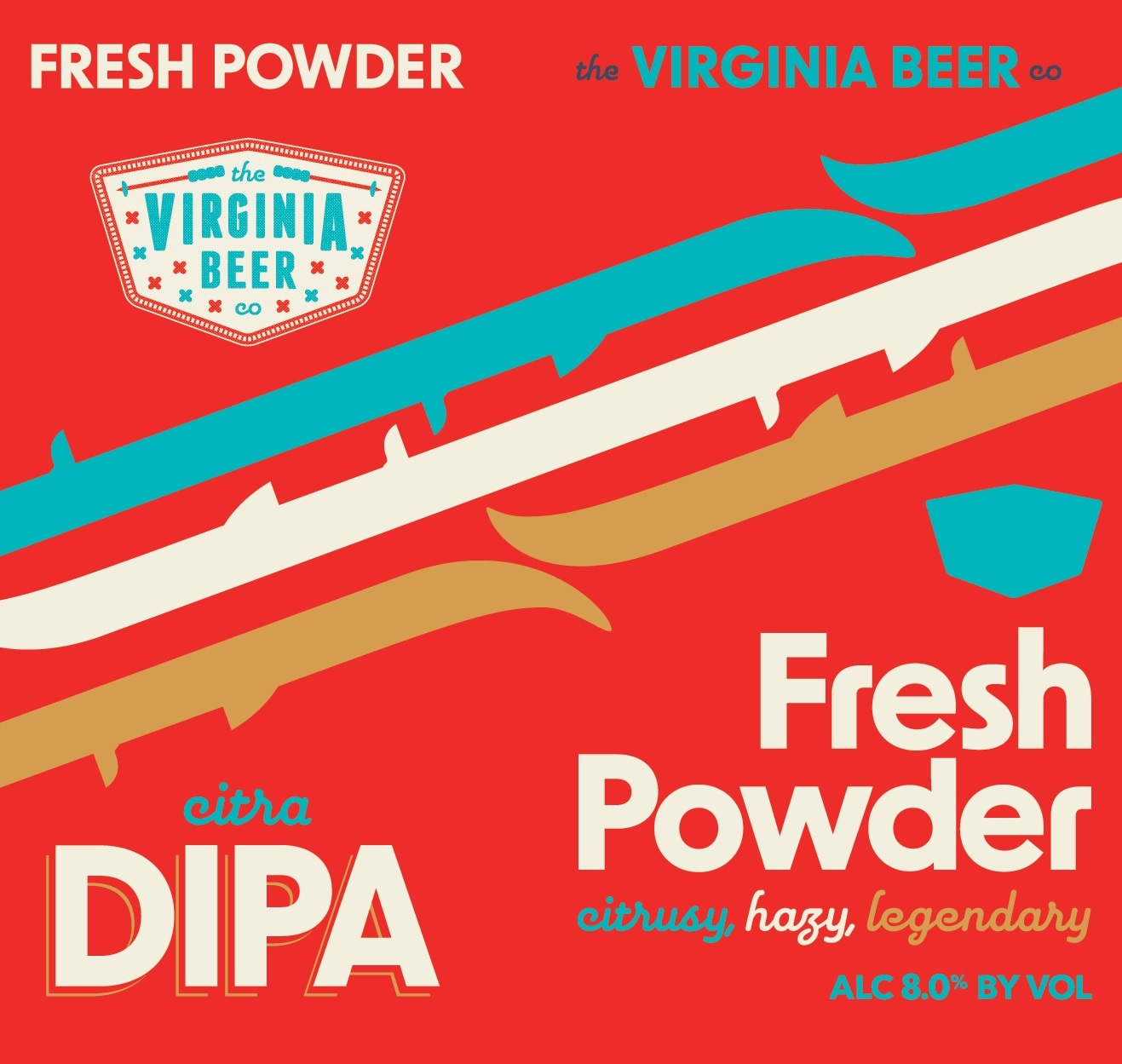Virginia Beer Co. Fresh Powder beer Label Full Size