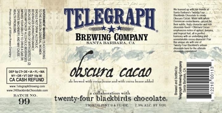 Telegraph Obscura Cacao beer Label Full Size