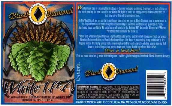 Black Diamond White IPA beer Label Full Size