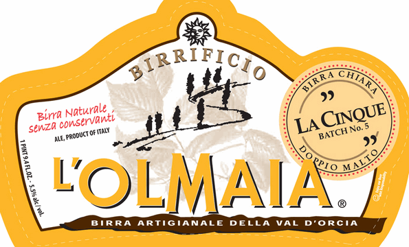 L'Olmaia La "5" (La Cinque - Batch No. 5) beer Label Full Size