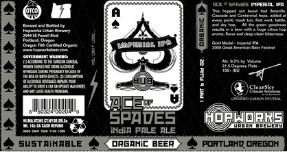 Hopworks Ace of Spades Imperial IPA beer Label Full Size