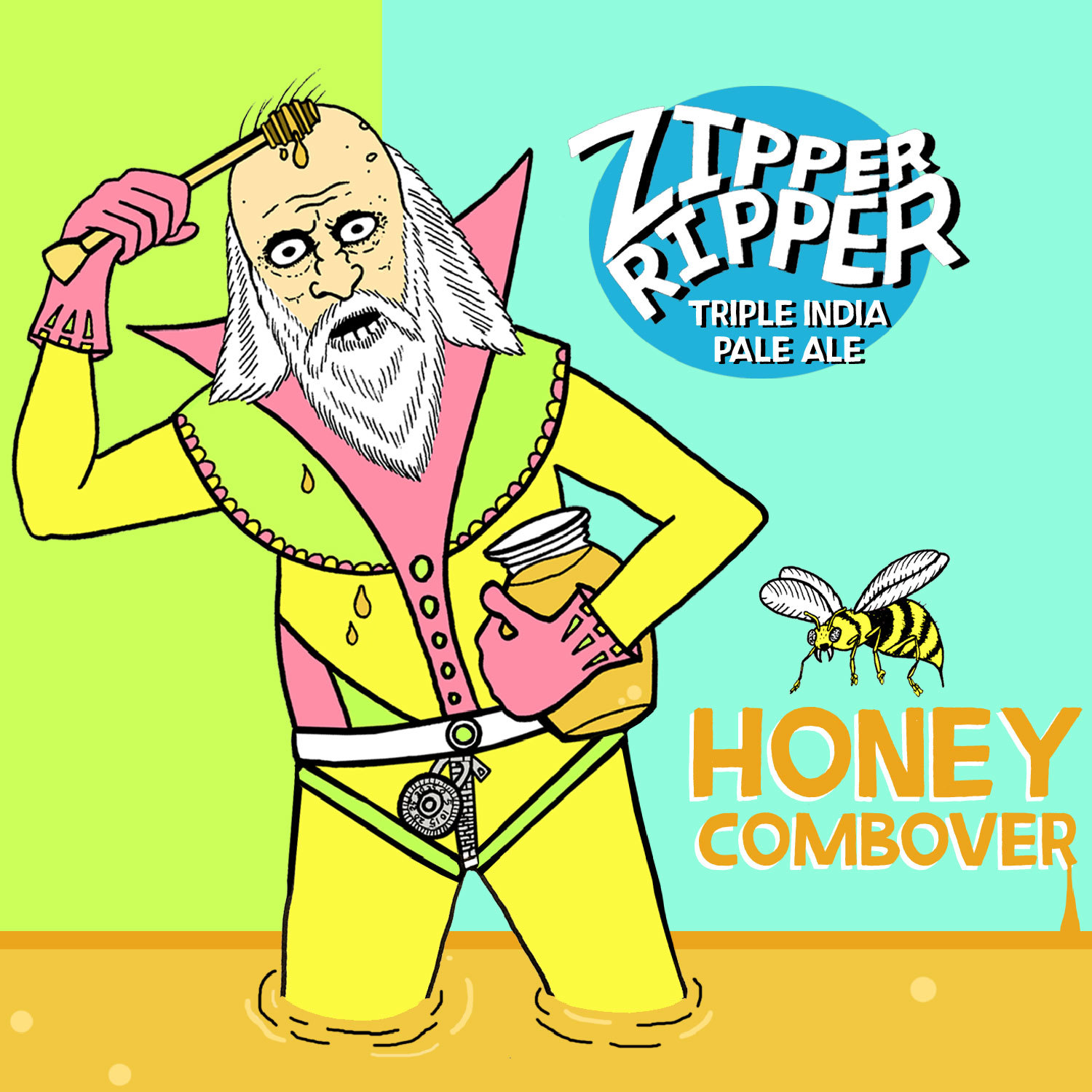 Hoof Hearted Zipper Ripper: Honey Combover beer Label Full Size