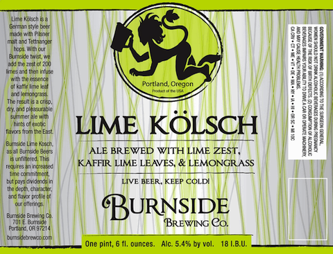 Burnside Lime Kolsh beer Label Full Size