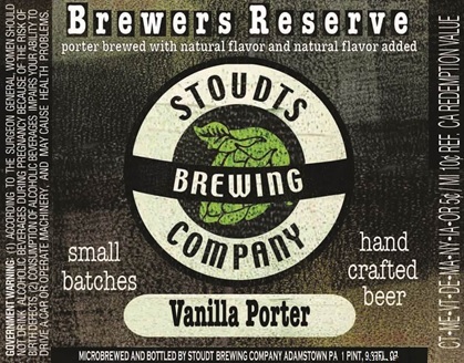 Stoudts Vanilla Porter beer Label Full Size