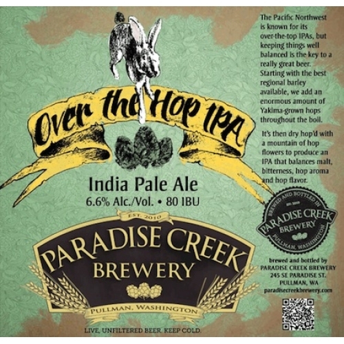 Paradise Creek Over The Hop beer Label Full Size