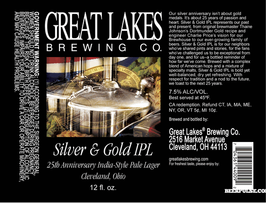 Great Lakes Silver & Gold beer Label Full Size