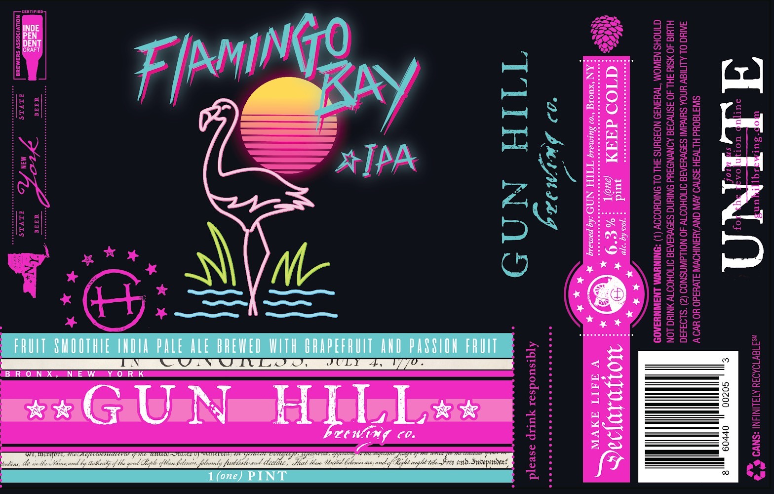 Gun Hill Flamingo Bay beer Label Full Size