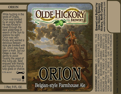 Olde Hickory Orion beer Label Full Size