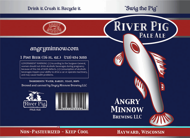 Angry Minnow River Pig beer Label Full Size