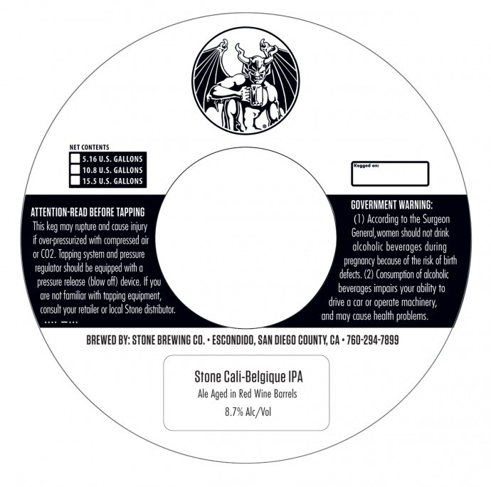 Stone Cali-Belgique IPA Aged In Red Wine Barrels beer Label Full Size
