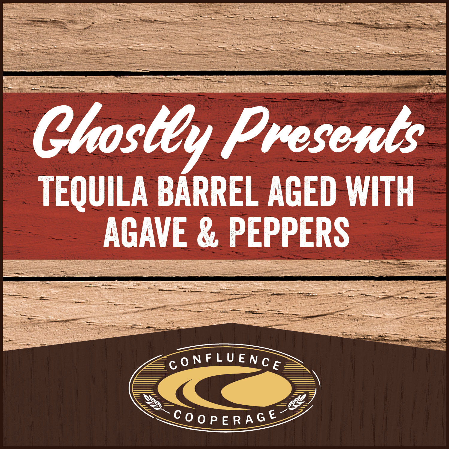 Confluence Ghostly Presents Tequila Barrel Aged Blue Corn Lager W/ Agave & Peppers beer Label Full Size
