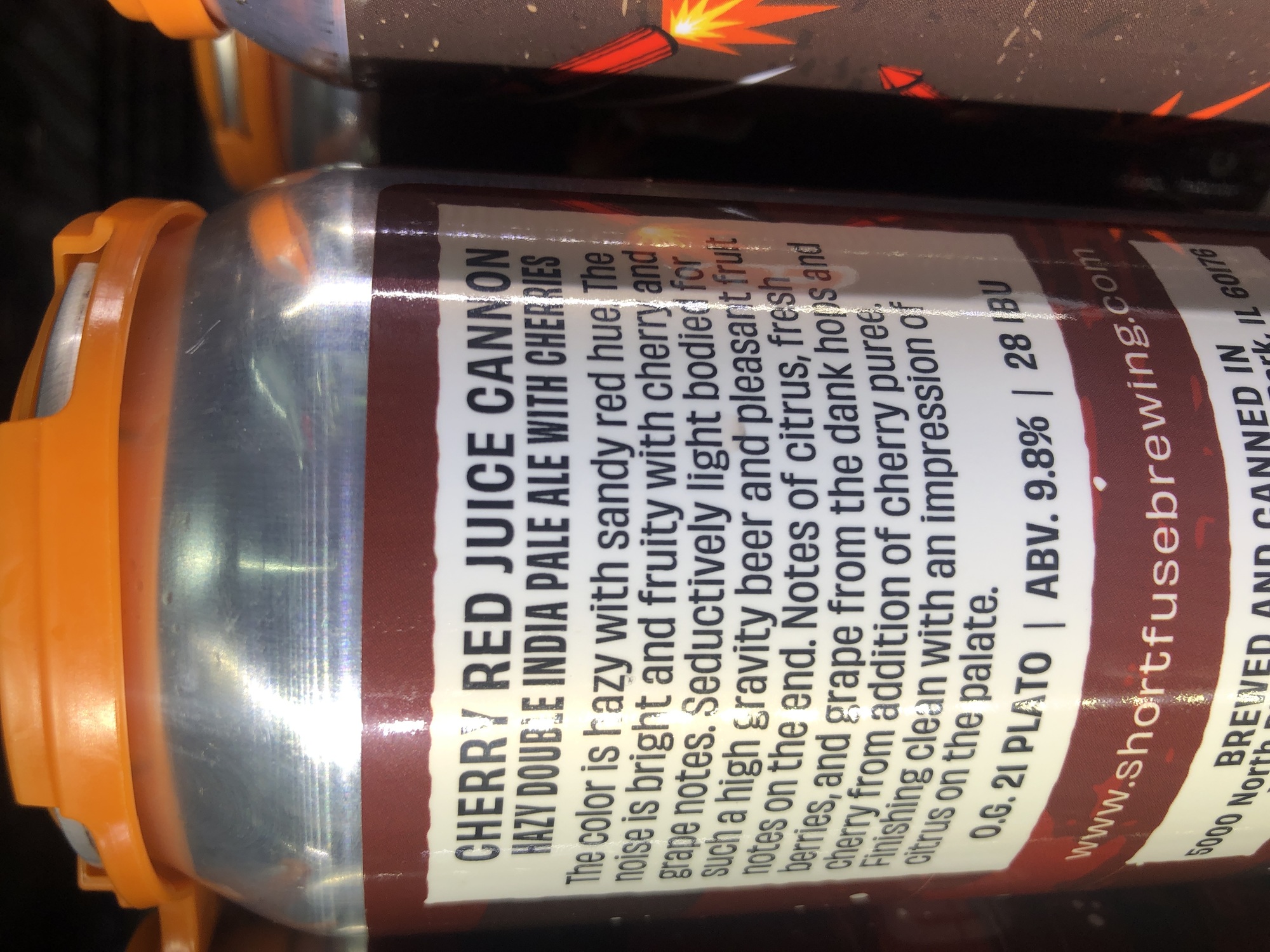 Short Fuse Cherry Red Juice Cannon beer Label Full Size